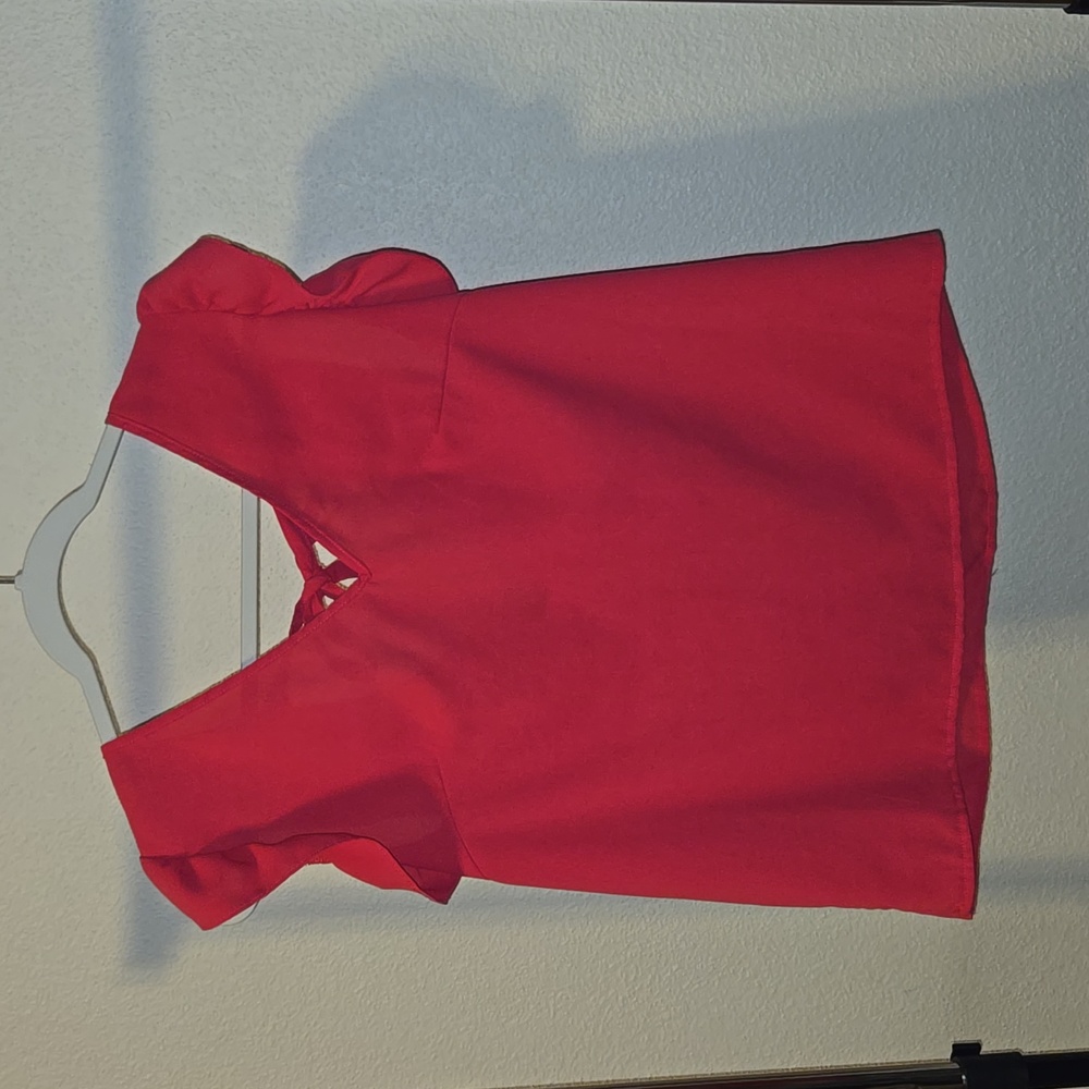 SHEIN Pink V-Neck Tie Back Top